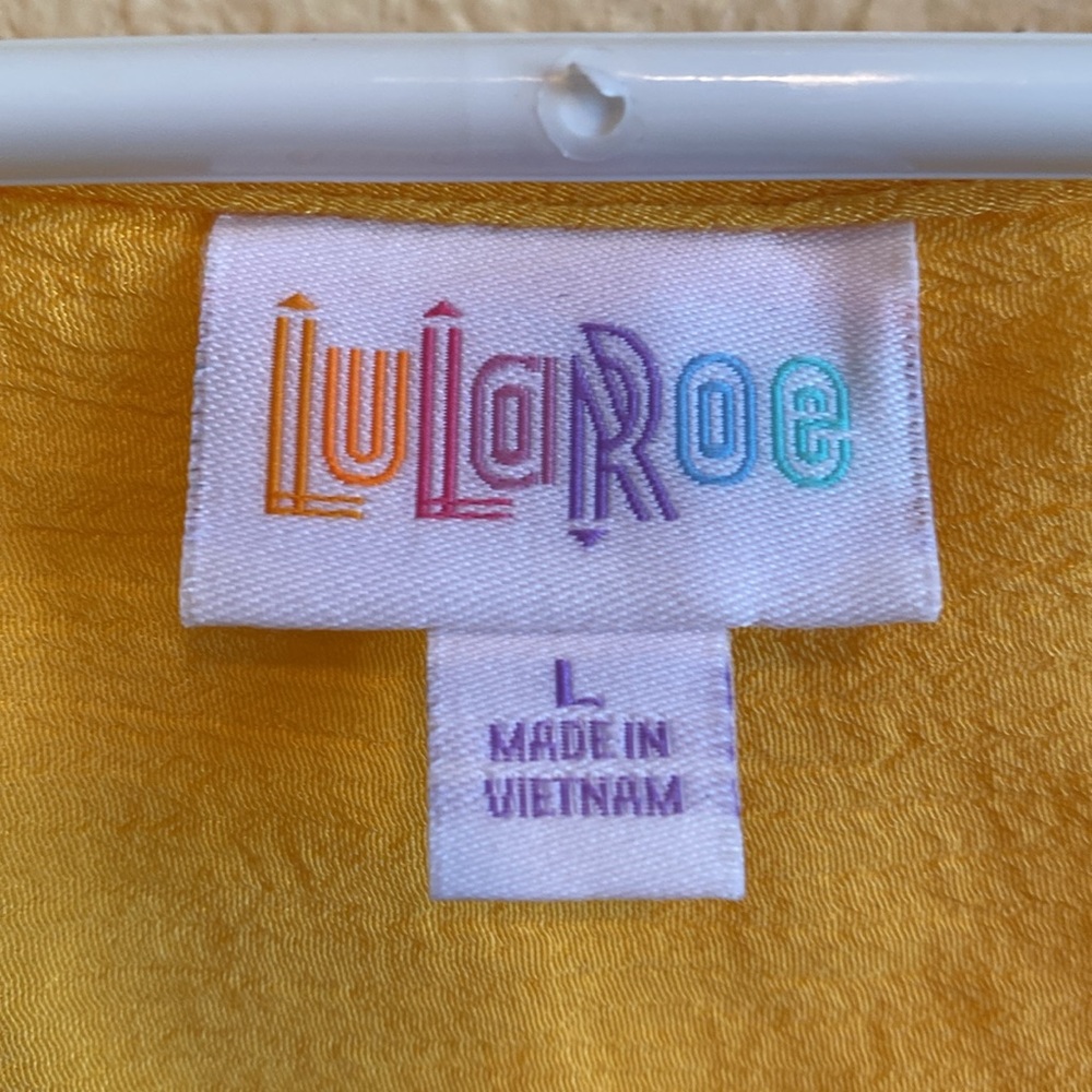 Lularoe yellow L gauze type top - Picture 5 of 6